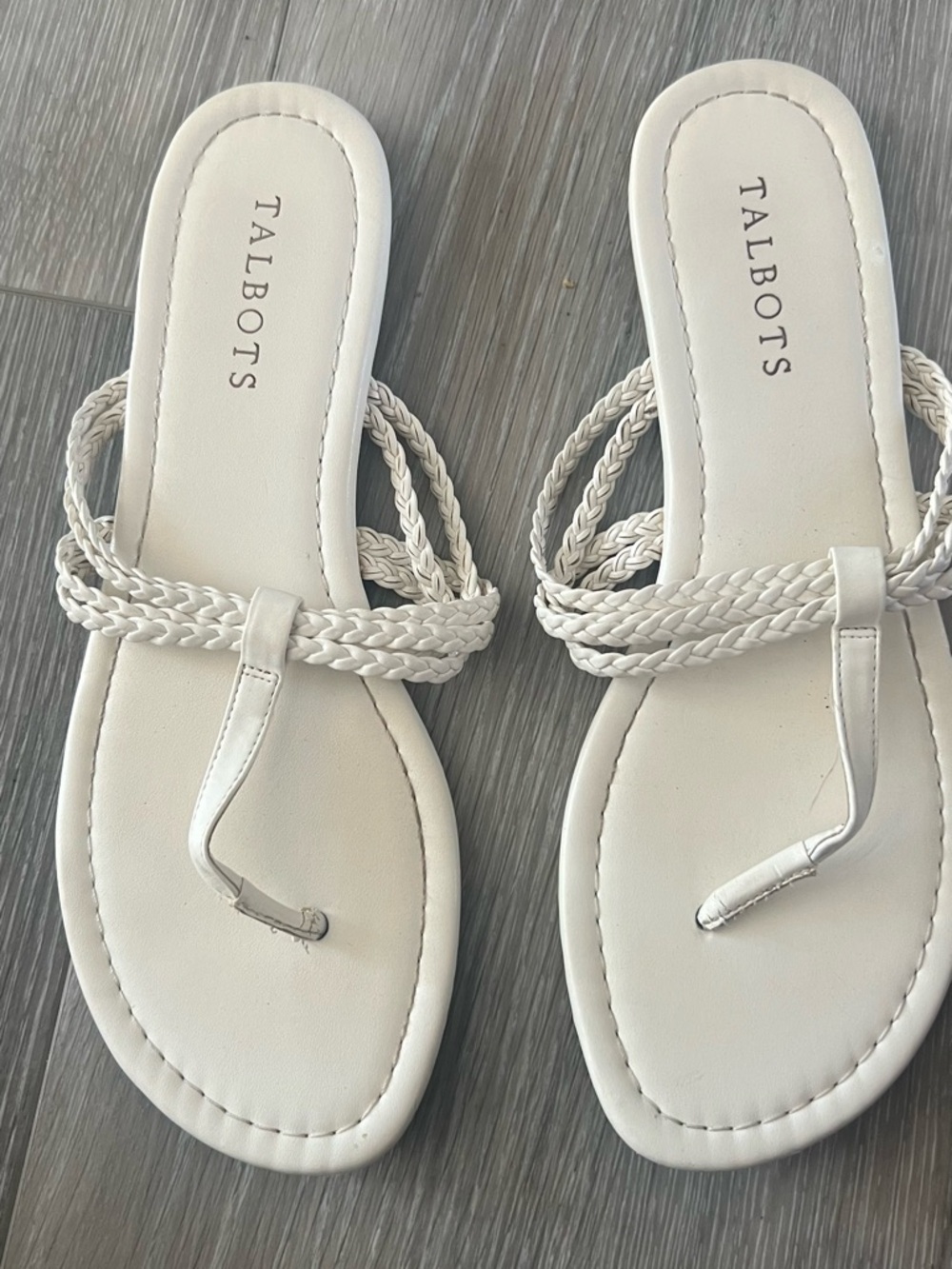 Talbots Cream Braided Thong Sandals